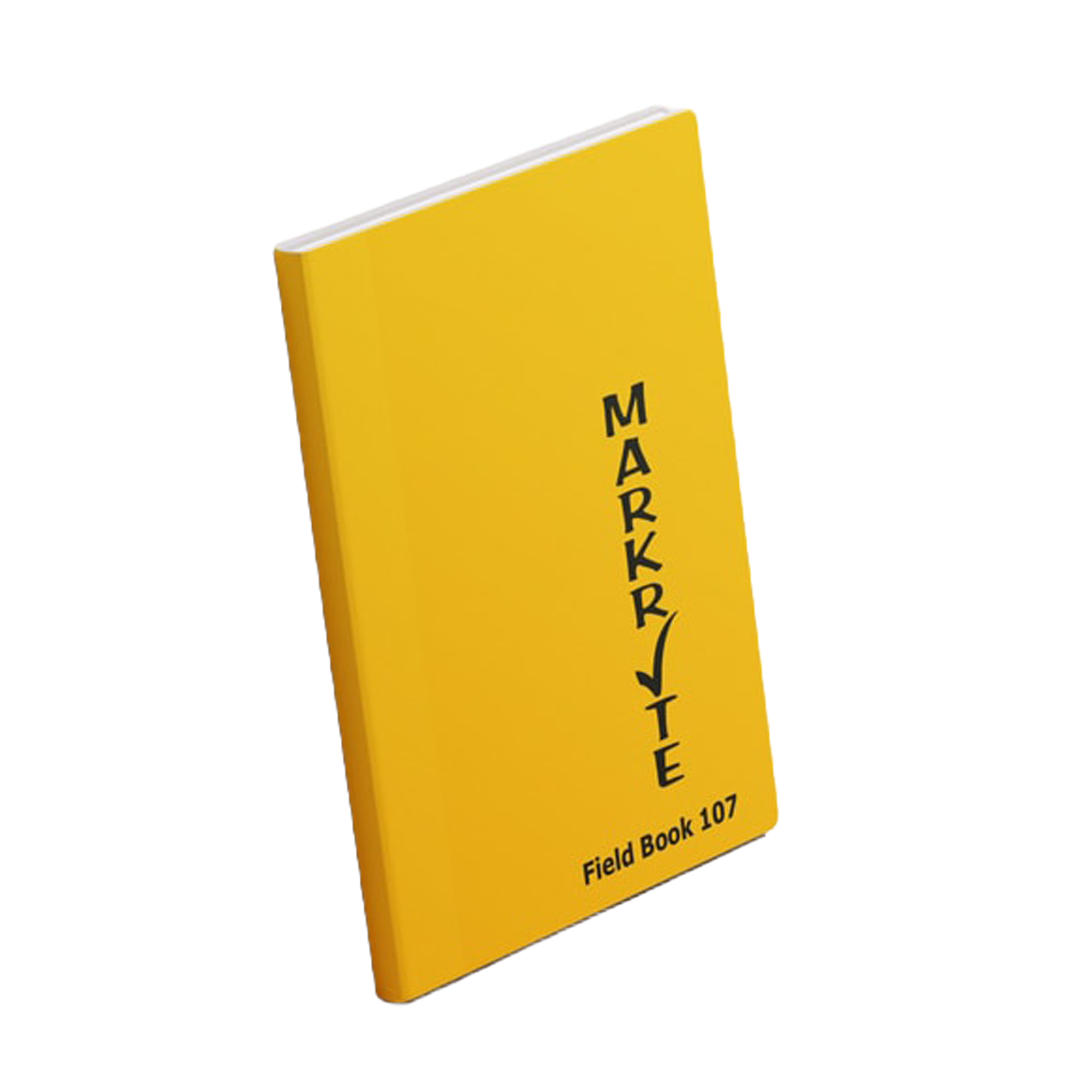 Yellow notebook with 'Markrite' branding on a white background