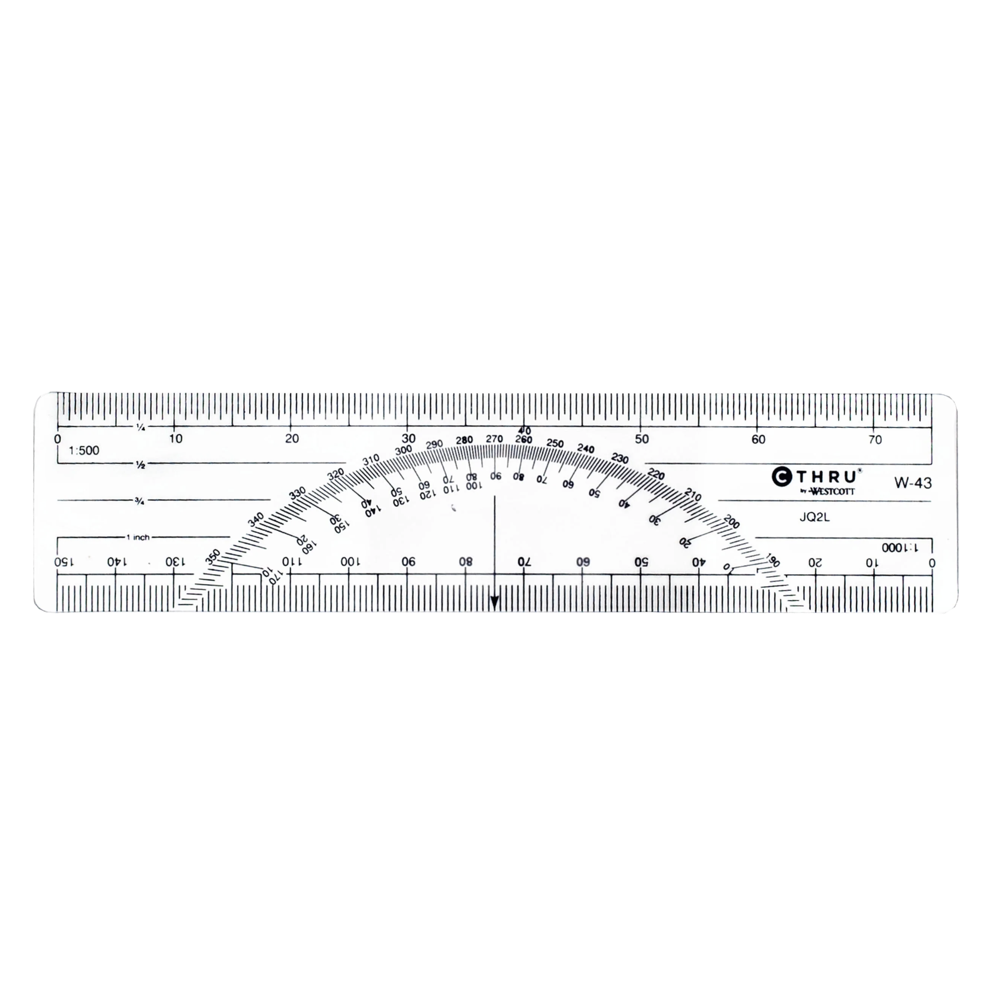 Protractor with measurement scale on a white background