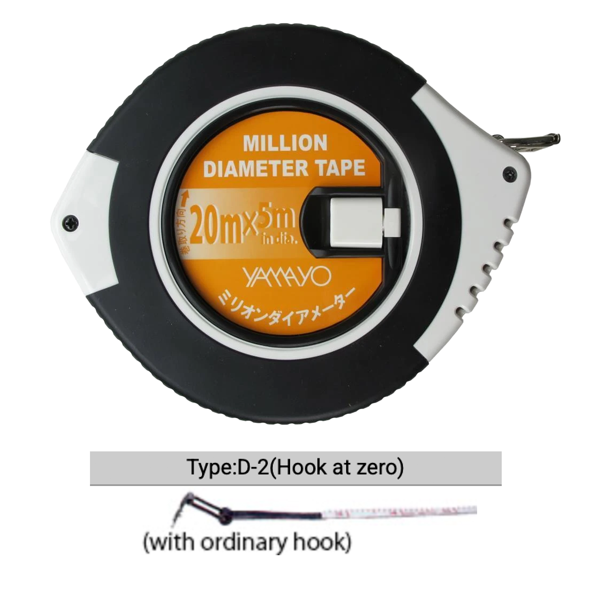 Yamayo Million Diameter Tape measure with black and orange design on a white background