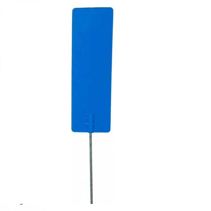 ProEarth Plastic Pin Marker on 900mm Wire Stake - Pack of 100 - Blue