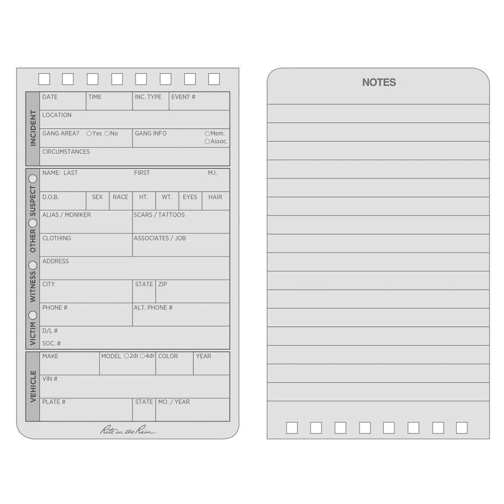 Rite in the Rain 104, Field Interview Polydura Notebook, 76mm x 127mm