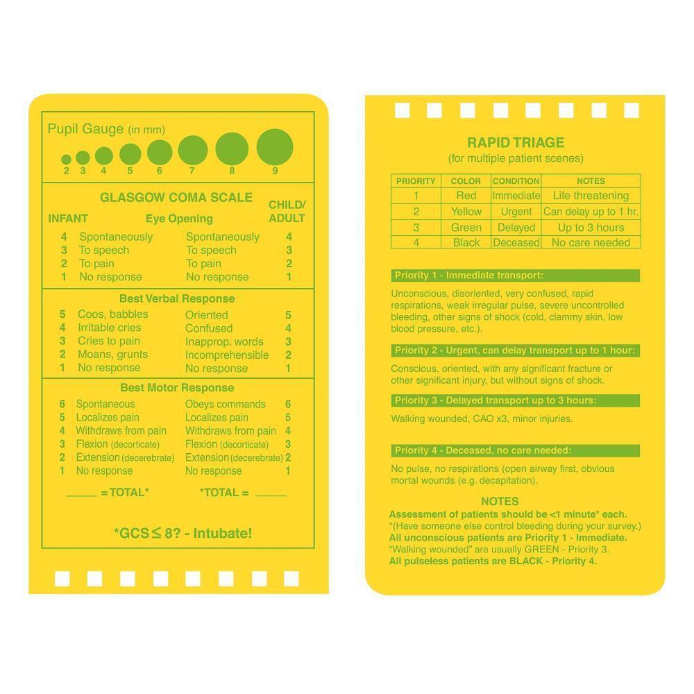 Rite in the Rain 112, All-Weather EMS Vital Stats Polydura Notebook, 76mm x 127mm