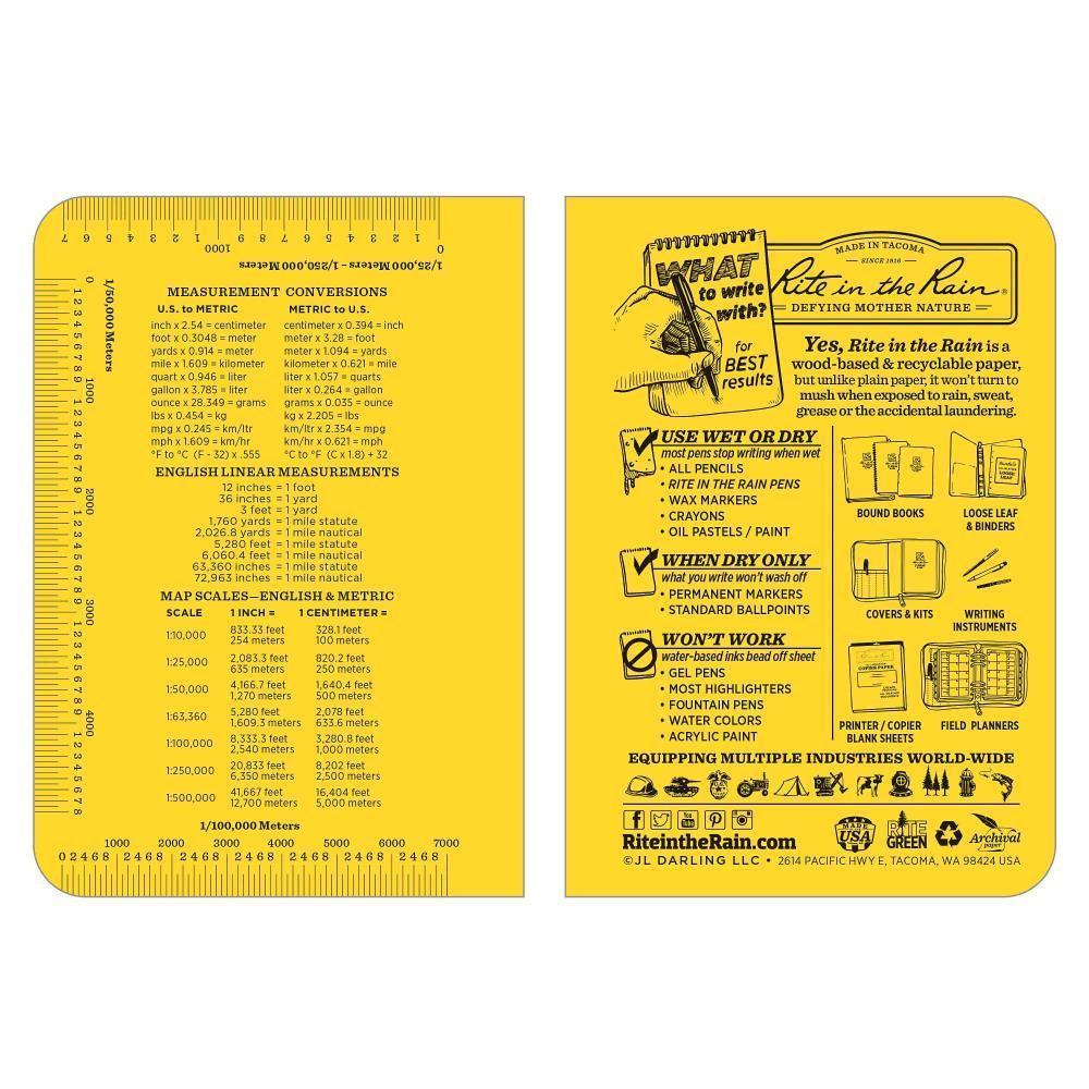 Rite in the rain 374 - M, livret de papier à en - tête flexible, 89mm X 127mm