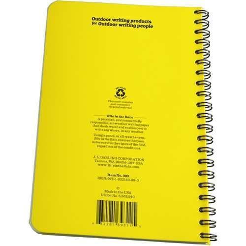 Rite in the Rain 393, All-weather Journal Polydura Notebook, 117mm x 177mm