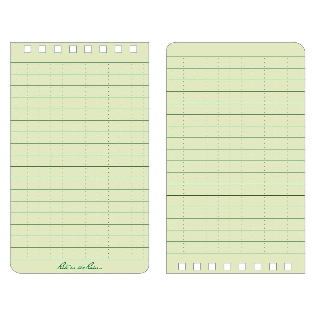 Rite in the Rain 935, All-Weather Green Universal Polydura Notebook, 76mm x 127mm