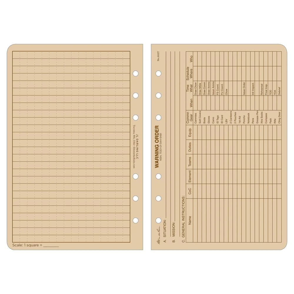 Rite in the Rain 932T All Weather Tan Warning Order Loose Leaf Sheets 117mm x 177mm - ON SALE! ON SALE!