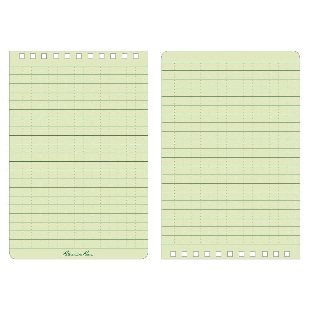 Rite sous la pluie tout temps 946-Kit Cahier de poche vert Crayon noir Tan Cordura Couverture 102 x 152mm