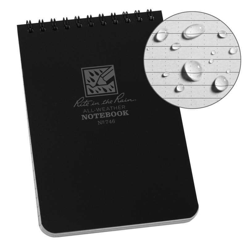 Rite in the Rain 746 Top Spiral Notebook 105x152mm - Black