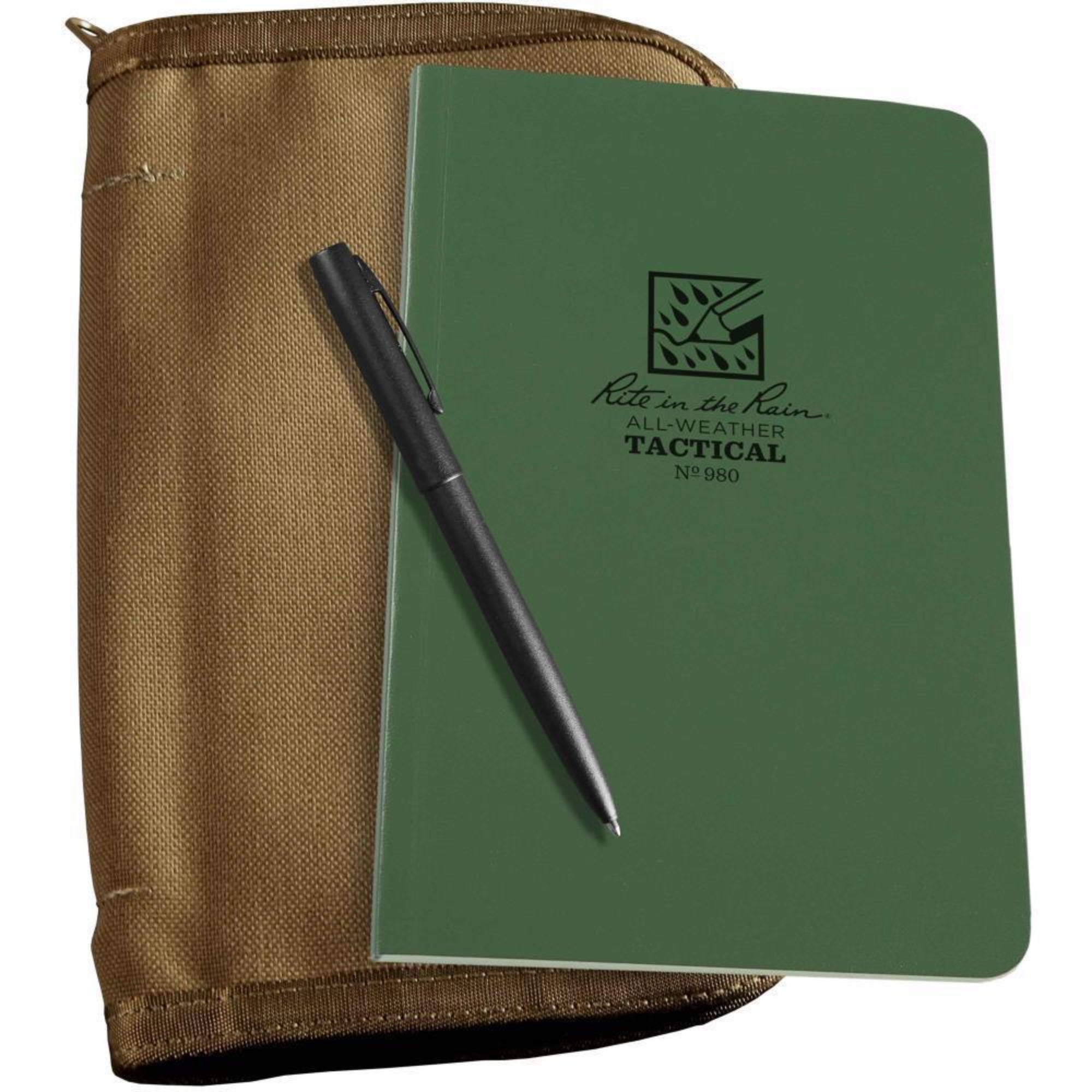  Rite in the Rain Tactical Field Book Kit - No. 980-KIT - Tan Cordura Fabric Cover, Black All Weather Pen - prospectors.com.au