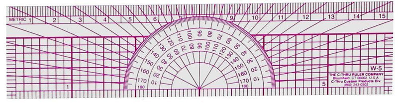 C Thru Protractor Ruler Plain Scale W5 - prospectors.com.au