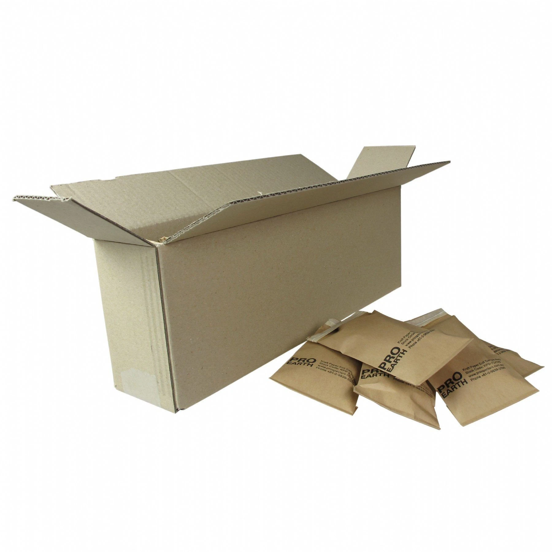 Kartonschachtel passend für 72 x 145 mm Bodenprobenbeutel aus Kraftpapier, z. B. Geochem-Beutel