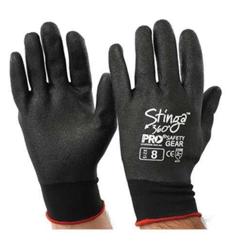 ProChoice Stinga 360 Full Dip Black PVC Foam on Nylon Liner Gloves-Normal-Prospectors