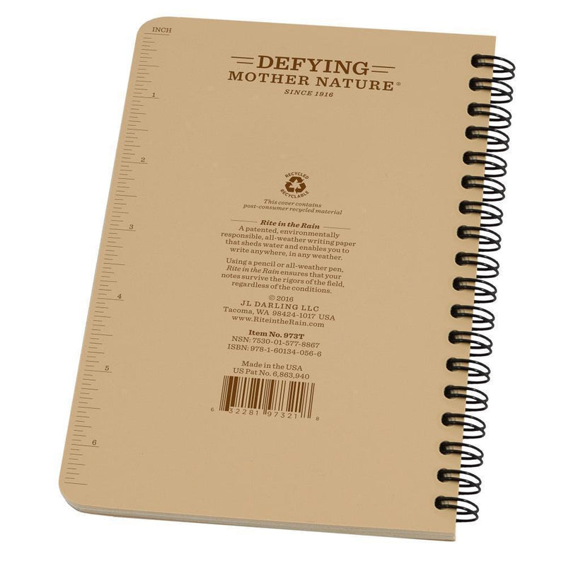 Rite in the Rain 973T, All Weather Tan Universal Polydura Notebook, 117mm x 177mm-Normal-Prospectors