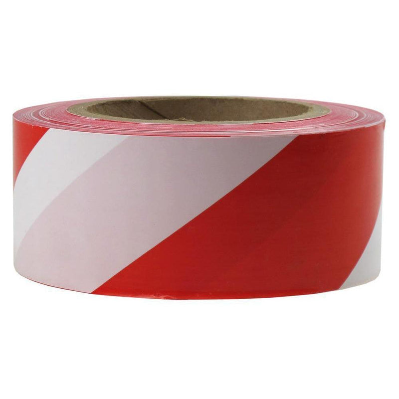 Presco Striped Barricade Tape - 50mm x 91m Long - Red and White